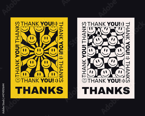 Thank You Abstract Hipster Cool Trendy Poster Vector Design.