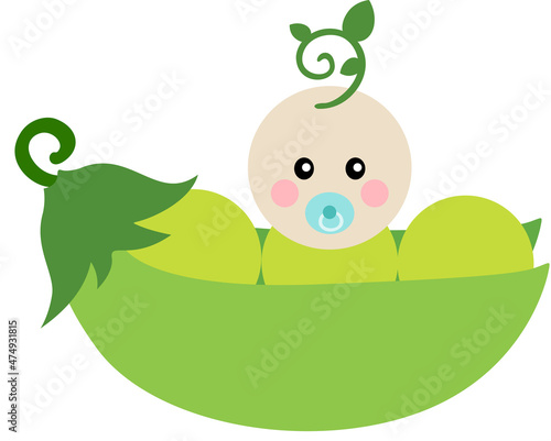 Cute baby in a pea pod