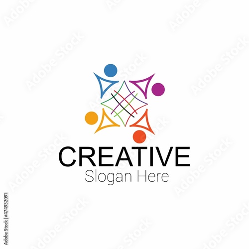Colorful Group Logo Design Template Vector. Teamwork Logo Icon. Community Template Vector