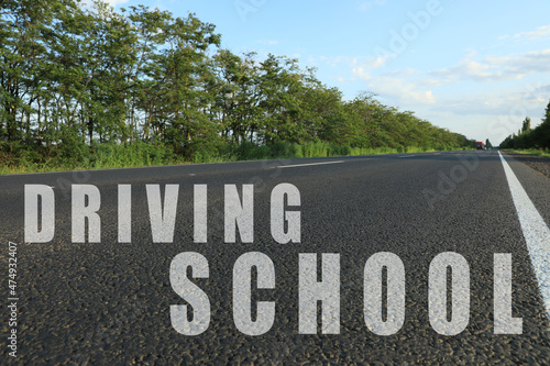 Driving school concept. View of modern asphalt road in countryside