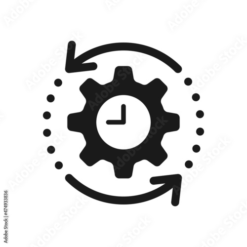 Agile process line icon. Gear and arrow. Linear vector illustration