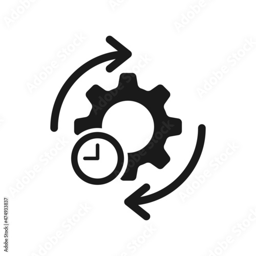 Agile process line icon. Gear and arrow. vector illustration.