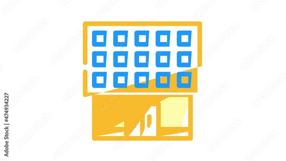 school building animated color icon school building sign. isolated on white background