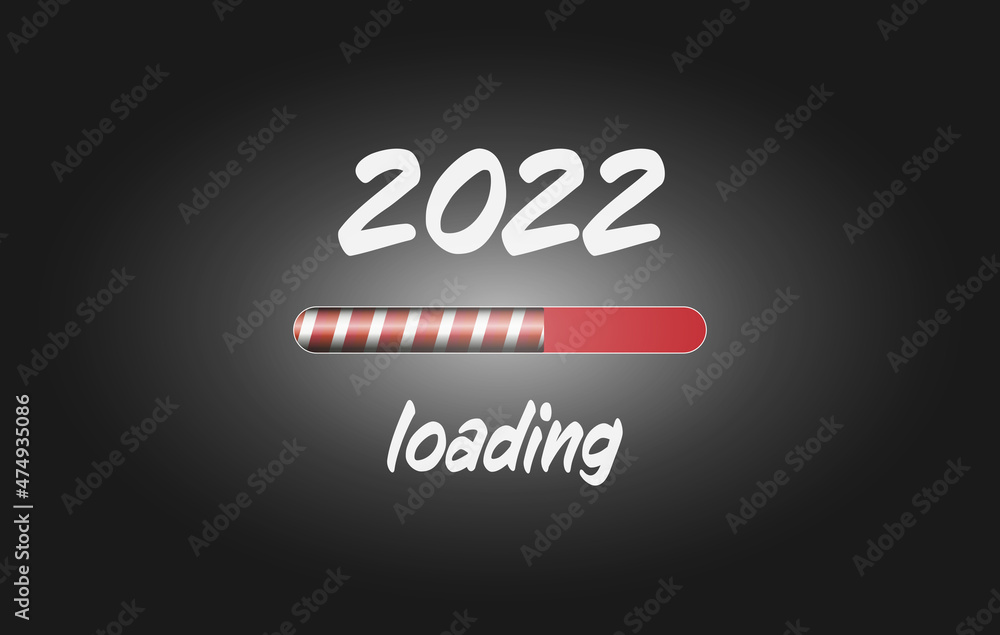 2022 loading with progress bar, new year card vector illustration