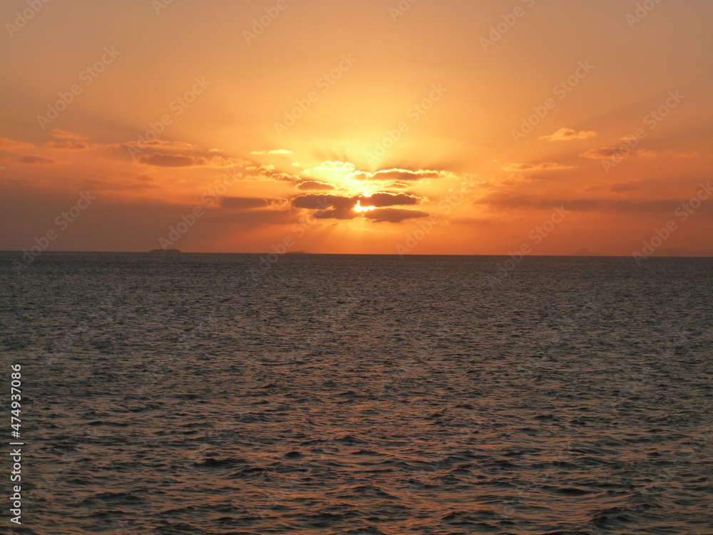 Breathtaking sunset with the Mamanuca Islands in the Background, Viti Levu, Fiji
