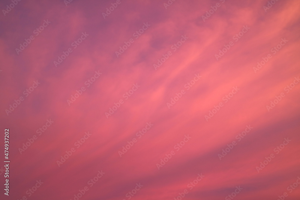 Stunning Gradient Purple and Pink Cloudy Sky with Sunset Afterglow