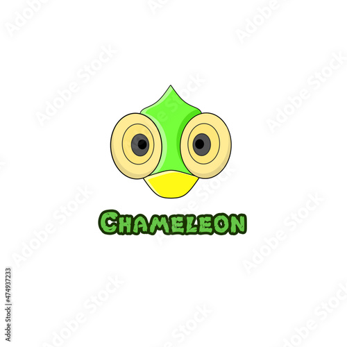 Vector cartoon face chameleon cute