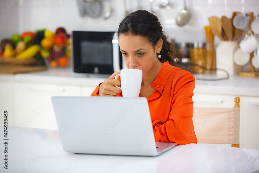 African American woman person using laptop computer to working in business at home African American woman person using laptop computer to working in business at home
