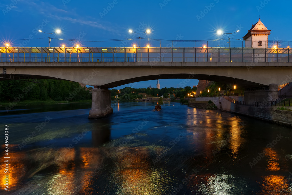 Bridge over the Narva River on the border between Estonia and Russia.