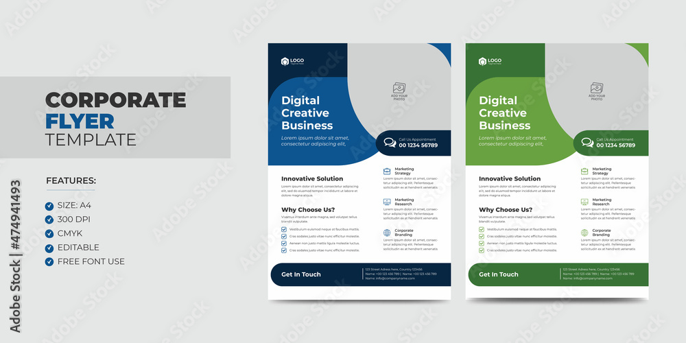 Colorful Corporate Modern Creative Business Flyer and Poster Template. Editable Leaflet Design