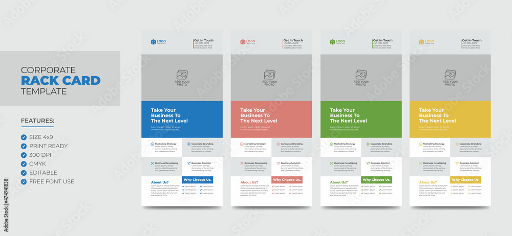 Corporate Creative Business Rack Card or Dl flyer Template. Editable Modern Rack Card Template Corporate Creative Business Rack Card or Dl flyer Template. Editable Modern Rack Card Template