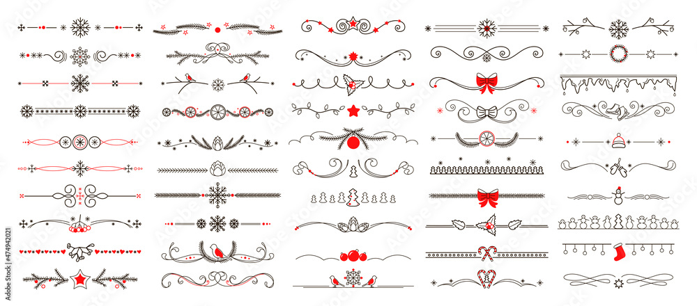 Collection of elegant winter vignettes. Abstract patterns for decorating covers, books, postcards.