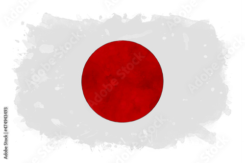 Japan National Flag Watercolor Illustration