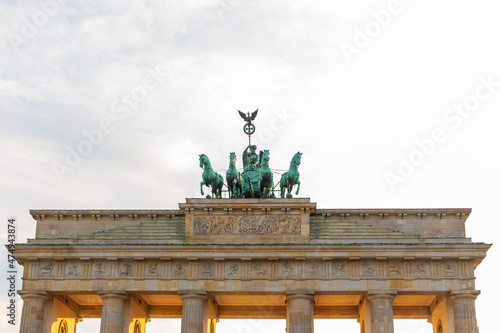 Famous Brandenburg Gate in Berlin. Architectural monuments of Germany