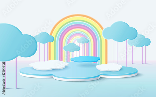Kids colorful podium product display