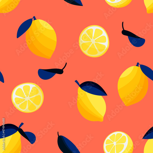 Fototapeta Naklejka Na Ścianę i Meble -  Seamless pattern with lemon. Vector illustration.