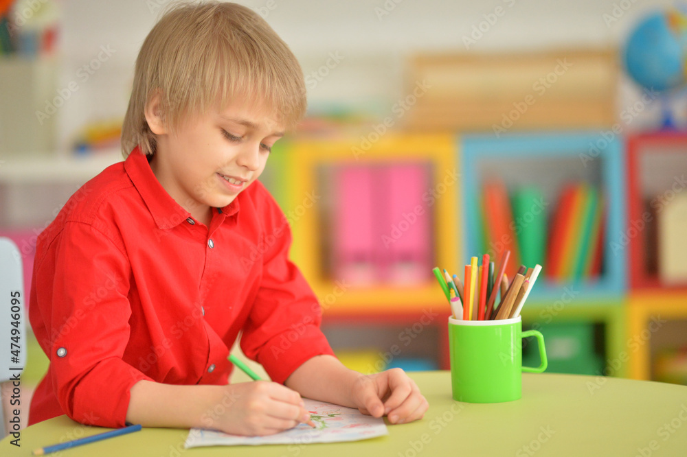 Portrait of cute little boy drawing Portrait of cute little boy drawing