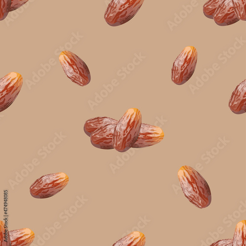 repeat pattern created with Arabian dates, Arabian dates seamless pattern created on flat colored background.