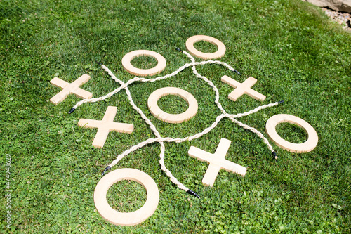 Canvastavla Giant Tic Tac Toe Game on Grass Outdoors