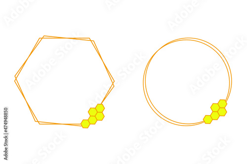Beehive honeycomb circle frame vector illustration.