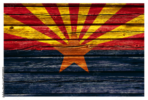 arizona az flag on old timber wall