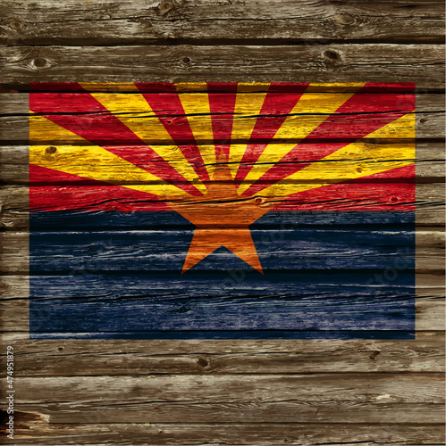 arizona az flag on old rustic timber wood wall