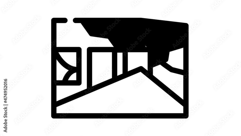 ruined house animated line icon ruined house sign. isolated on white background ruined house animated line icon ruined house sign. isolated on white background