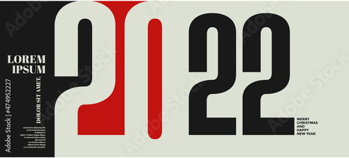 2022 Colorful set of Happy New Year posters. Abstract design with typography style. Vector logo 2022 for celebration and season decoration, backgrounds for branding, banner, cover, card and more.