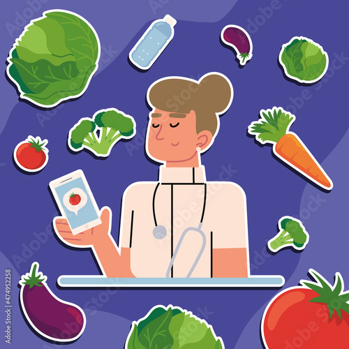 female dietitian and mobile