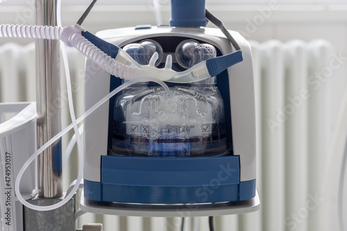 High-flow oxygen device in ICU in hospital.