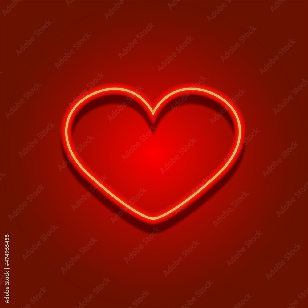red heart neon background