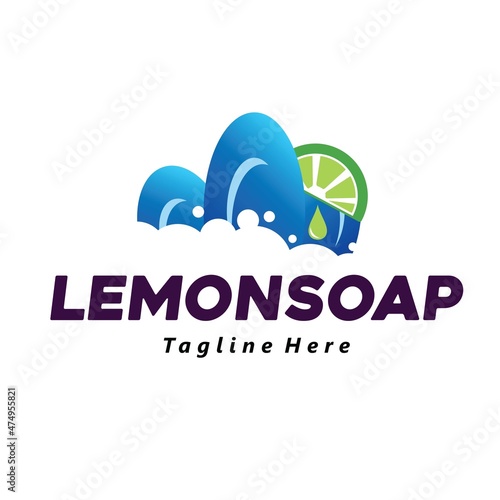 lemon wash soap logo vector design