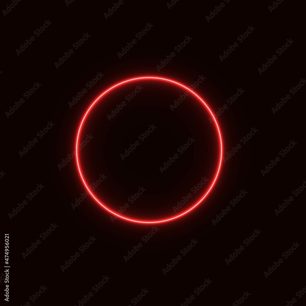 Abstract neon geometric circle, red light, 3d illustration Abstract neon geometric circle, red light, 3d illustration