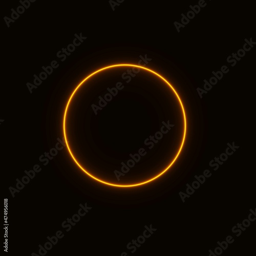 neon orange geometric circle, glowing frame for banner.