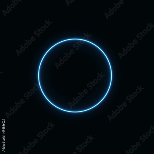 
Glowing blue circle light effect. neon frame. Blue circular effect banner.