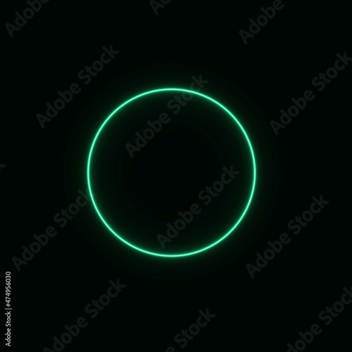 Abstract geometric green neon circle advertising banner. 3d illustration