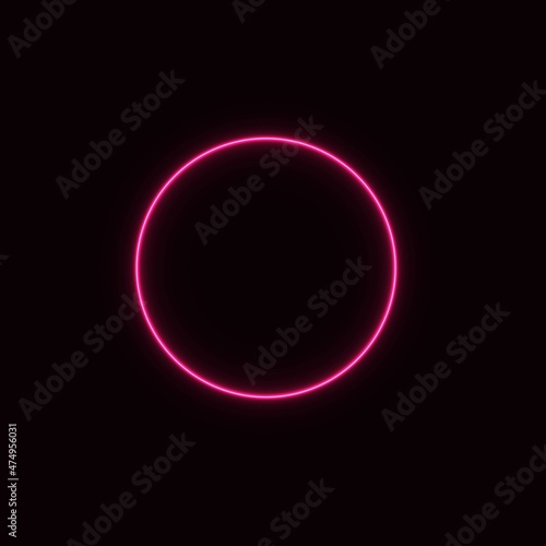 Neon pink glowing circle, abstraction for advertising and banner