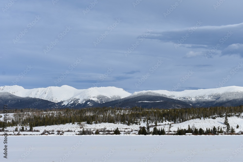 colorado rocky mountain landscape in winter