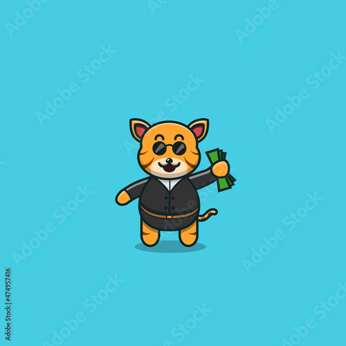 Cute Baby Tiger Boss. Character  Mascot  Icon  and Cute Design.