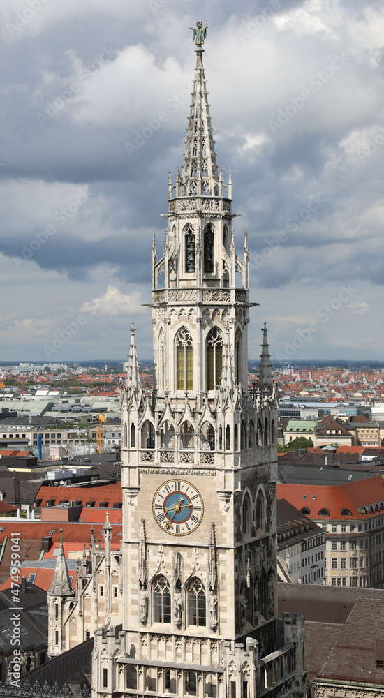 Fototapeta premium tower with clock of the town hall of the city of Munich in Germany