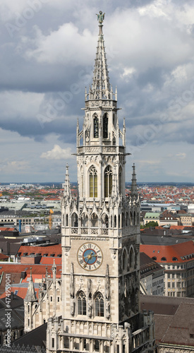 tower with clock of the town hall of the city of Munich in Germany