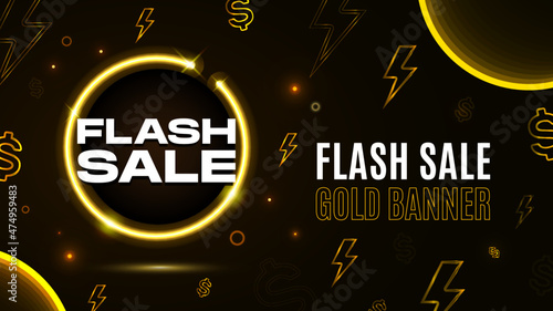 Flash Sale Neon Yellow Banner Neon on Dark Background