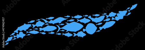 Fish collection. Hand drawn vector illustration. School of fish vector illustration. Food menu illustration. Flat fish set. Sea and river fish.