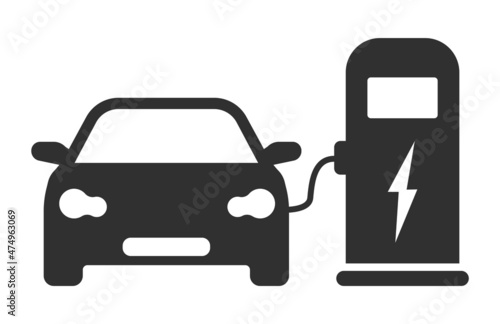 Electric car charging station.Vector illustration isolated on white background.