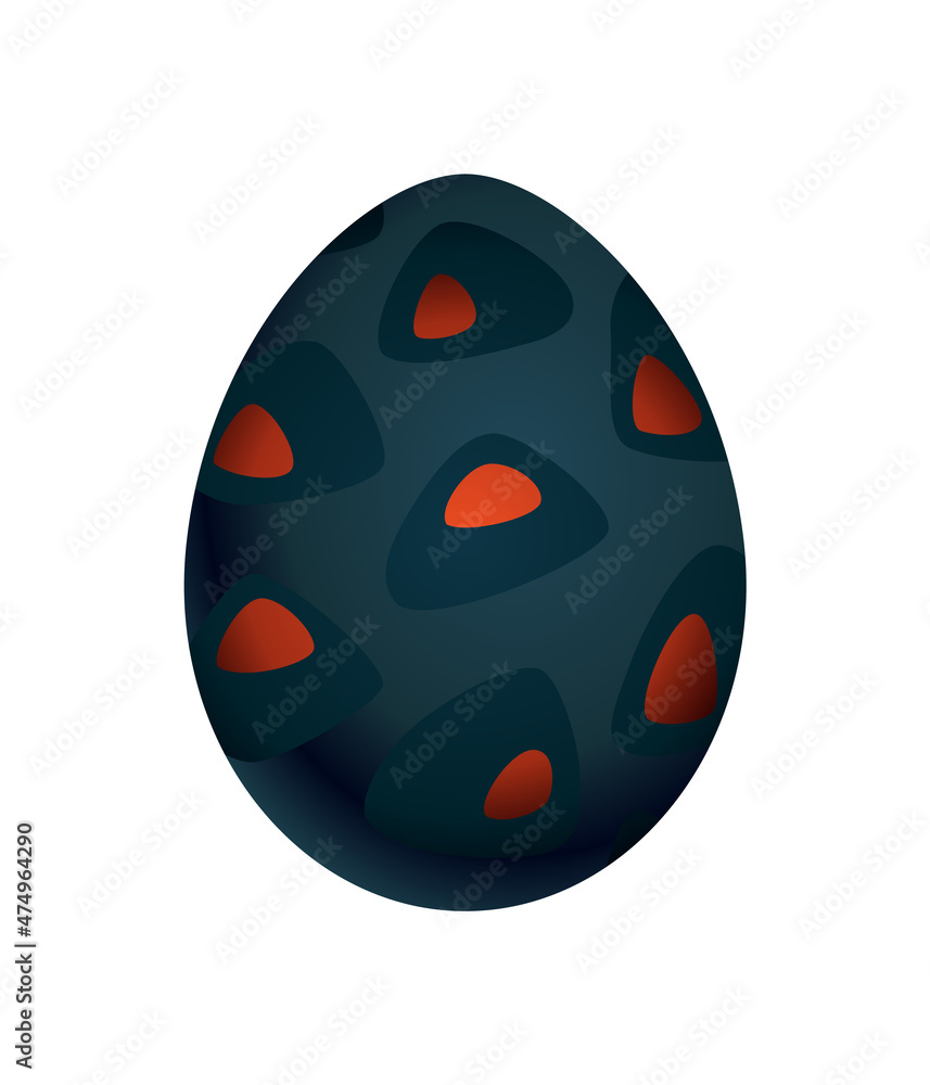 Dragon dinosaur egg with decorative pattern. Dino cartoon egg-shell. Whole painted egg icon. Vector spotted glossy egg-shaped of bird or animal Dragon dinosaur egg with decorative pattern. Dino cartoon egg-shell. Whole painted egg icon. Vector spotted glossy egg-shaped of bird or animal