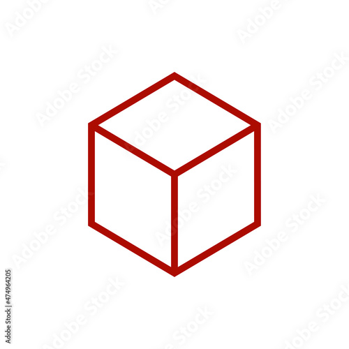 Isometric cube icon. Vector geometric outline illustration.