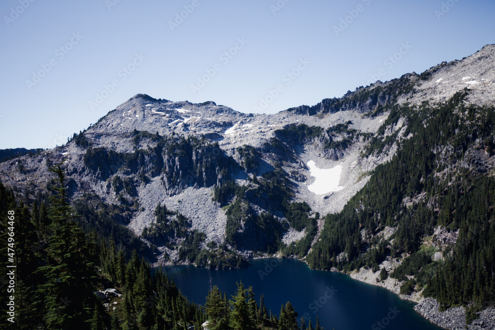 Mountain Surrounding a Lake in the Middle of Summer on a Hike in the Pacific Northwest