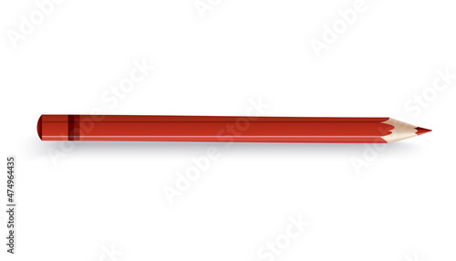 Sharpened wooden pencil with graphite rod. Color cartoon icon. Realistic isolated item on white background, vector illustration