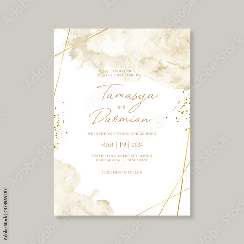 Elegant wedding card with watercolor background