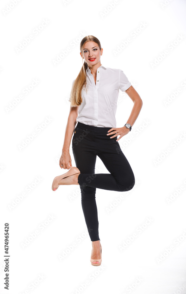 Beautiful young woman on a neutral white background.. Beautiful young woman on a neutral white background..
